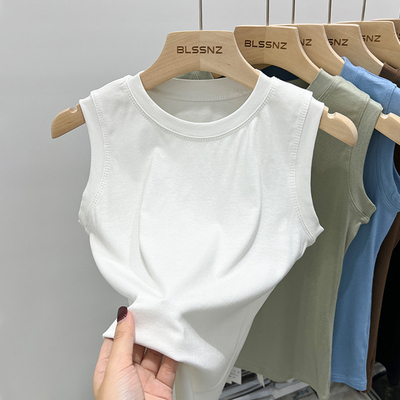 无袖通勤常规3D欧货纯棉无袖t恤