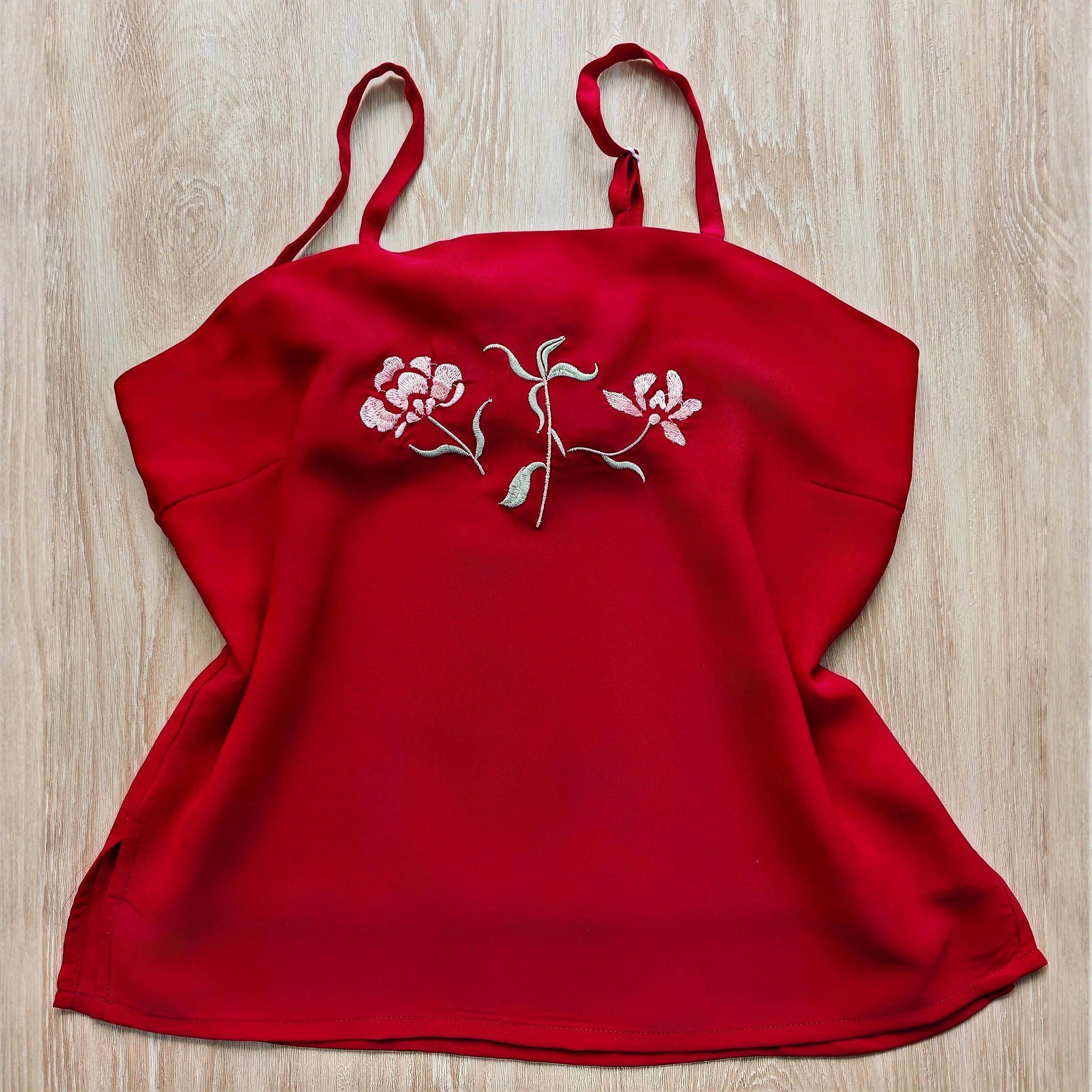 汉服宋制绣花薄款吊带背心春夏图片