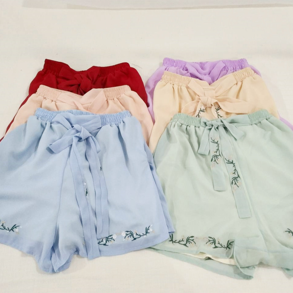 春夏汉元素短裤女士雪纺宽松短宋裤汉服休闲高腰阔腿女裤松紧腰秋