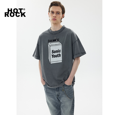 HOTROCK热石摇滚T恤Sonic Youth音速青年洗衣机印花Vintage复古