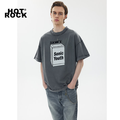 HOTROCK热石摇滚T恤Sonic Youth音速青年洗衣机印花Vintage复古