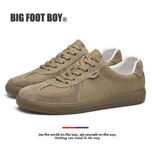 BIG FOOT BOY软底休闲板鞋男款2026真皮大码46韩版潮复古德训鞋子