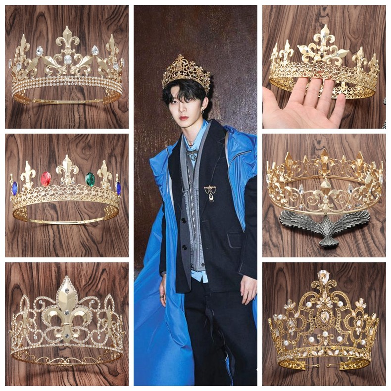 欧美风男士国王皇冠女王王冠饰头冠演出头饰王子公主选美日韩复古