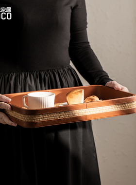 ideaco高级感托盘客厅茶几茶盘中古风点心盘香薰化妆品装饰收纳盘