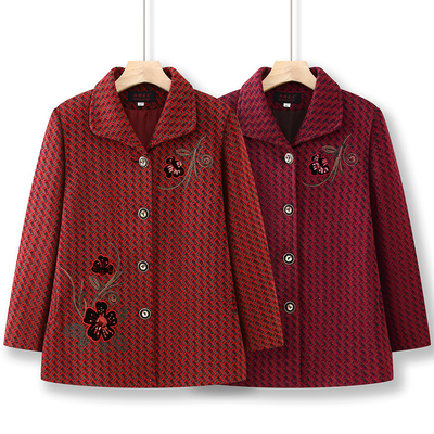 绣花春秋装翻领外套两用衫妈妈装