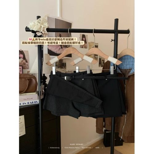 灰色时尚百搭半身裙女秋季辣妹高腰显瘦a字裙小个子防走光短裙子