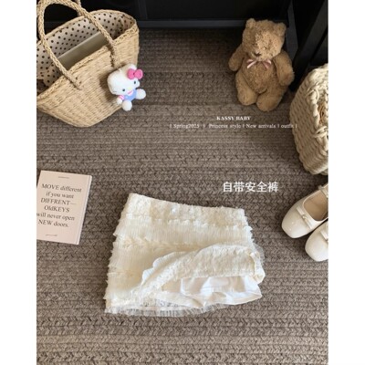 杏色法式纯欲风设计感蕾丝花边半身裙女装秋季低腰A字裙百搭短裙