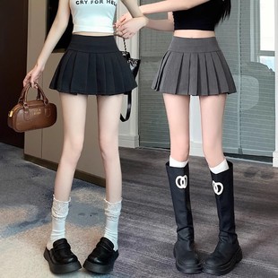 百搭短裙 高腰显瘦小个子a字百褶裙时尚 白色美式 辣妹半身裙女夏季