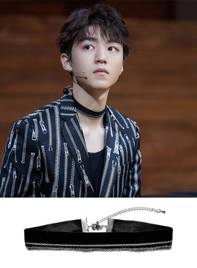 我们的乐队王俊凯同款黑绒带双O字链颈链TFBOY2020新款项链锁骨链