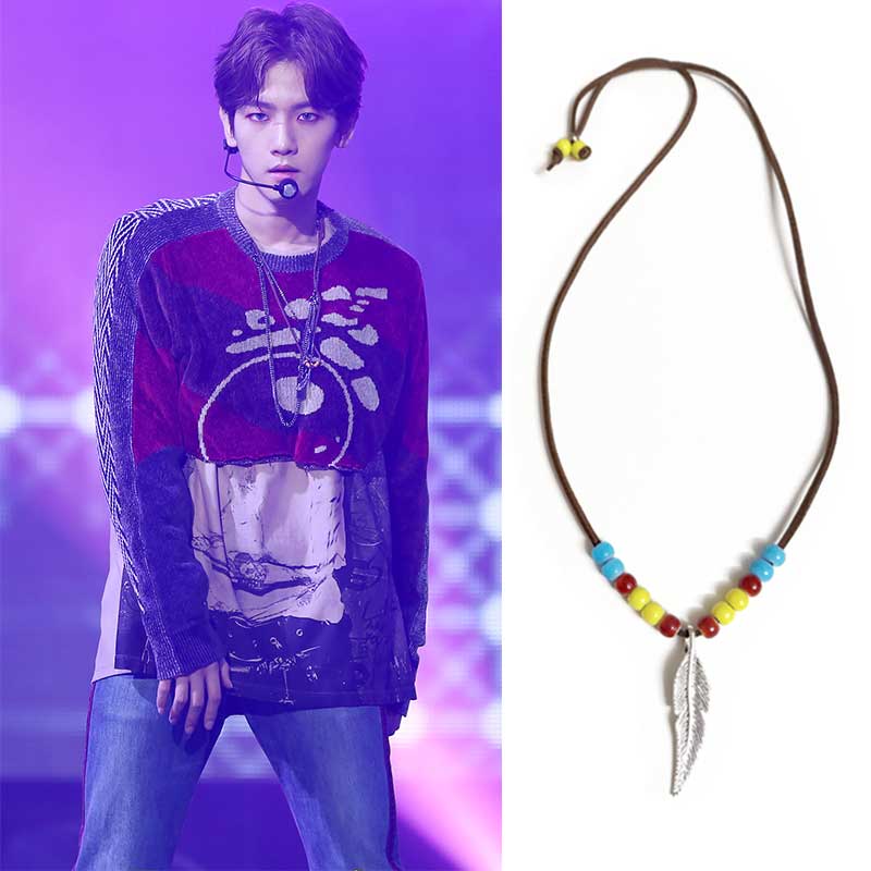 exo边伯贤同款项链街拍潮长毛衣