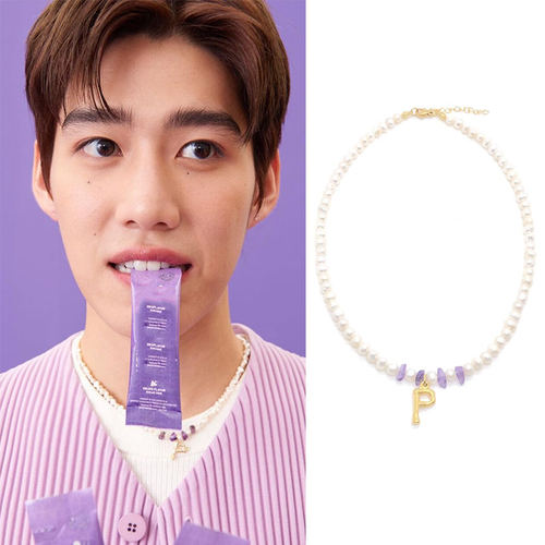 BKPP林祎凯苗苗天然淡水珍珠P吊坠项链圈竹节字母潮锁骨广告同款A
