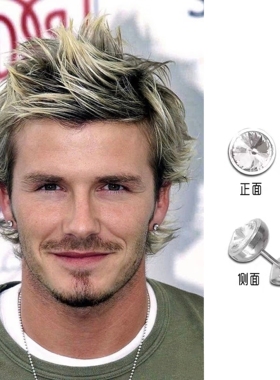 大卫·贝克汉姆David Beckham同款圆形闪亮耳钉闪钻圈耳环周边饰