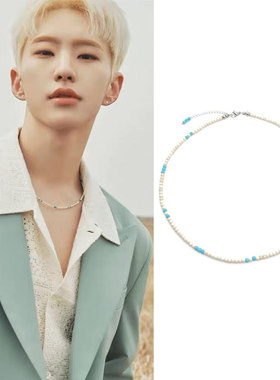 权顺荣HOSHI同款白蓝色串珠项链