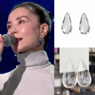 2026年春晚 王菲同款耳环透明水滴耳钉夸张树脂耳饰耳坠洗衣凝珠