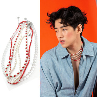 朴宰燦同款项链套装红白透明淡水珍珠项圈锁骨链语义错误之朴宰灿