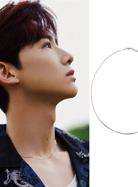 白敬亭同款方形蛇骨项链圈锁骨链