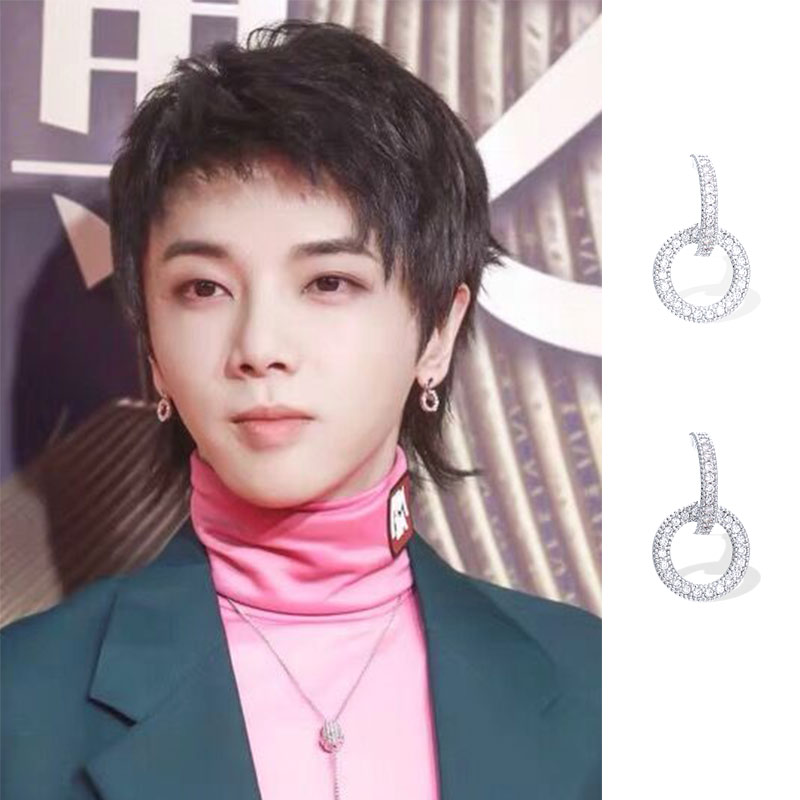 明星同款锆石银针耳圈