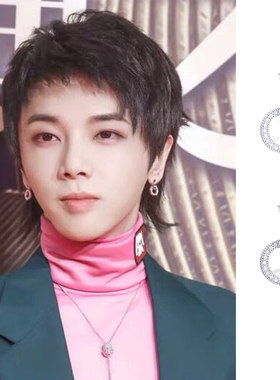 微博之夜华晨宇明星花花同款圈钻耳环抖音男女锆石银针耳圈钉坠饰