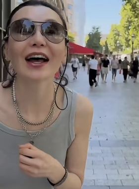 张曼玉 小红书同款叠戴项链抹黑钛钢珍珠拼接项圈时尚新潮潮饰品