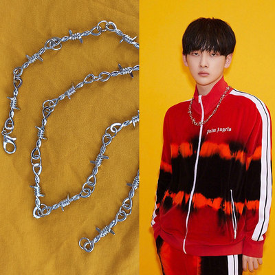 ins周震南同款荆棘钛钢网红项链