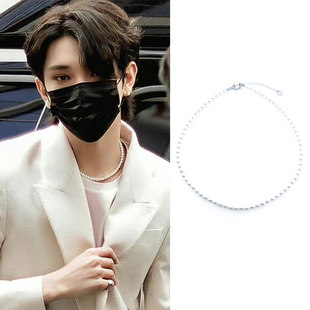 seventeen洪知秀Joshua同款珍珠项链圈玻璃珠气质choker潮锁骨颈