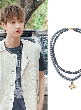 into1ak刘彰同款黑色复古玛瑙