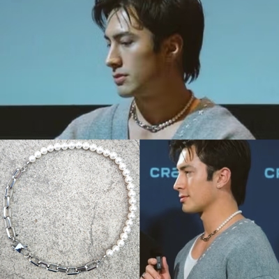 巅峰对决 哈德森威廉姆斯Hudson Williams同款钛钢环扣拼珍珠项链