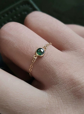 美国进口14k包金设计感可调节锆石软链复古女士戒指指环尾戒复古