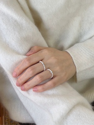 925纯银戒指女豆豆戒简约开口实心小球食指戒天然淡水珍珠戒指