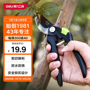 得力修枝剪园艺剪刀家用修剪树枝剪刀果枝剪刀不锈钢园林园艺剪子
