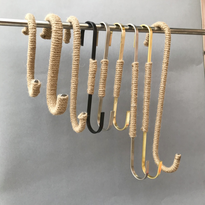服装店挂钩S型钩子长钩麻绳展示架吊钩金色S钩 男女装货架 挂衣钩
