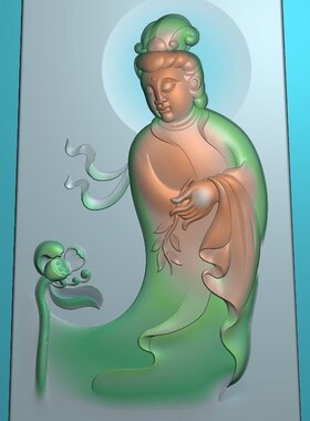电脑雕刻图 精雕图 浮雕图 灰度图 JDP BMP 平底飘逸观音菩萨3