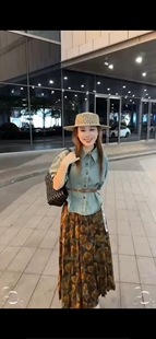 復古碎花半身裙套裝 2025夏季 5187 牛仔襯衫 氛圍感女短袖 新款 韓版