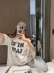 女韓系簡約寬松顯瘦WERE字母印花純棉短袖 大T恤9338 新款 2025夏季