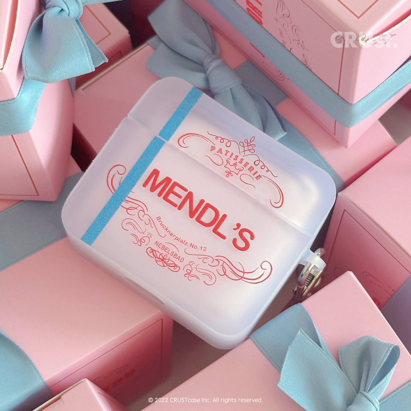 地壳说创意布达佩斯甜品苹果耳机壳适用AirPods1/2/3/4/pro/pro2/3粉色渐变磨砂可站立保护套搭配钥匙挂饰,3C数码配件,耳机保护套,淘宝优惠券,粉丝福利购,淘宝优惠卷