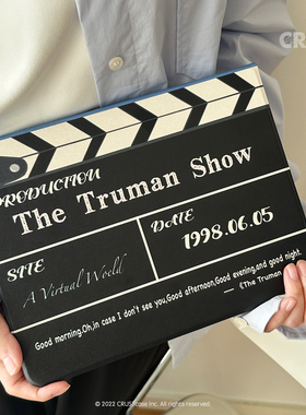 创意楚门世界电影打卡板适用苹果iPad保护套pro11air4/5/6/7平板壳mini6书本款12.9高级感保护壳带笔槽10.2/5