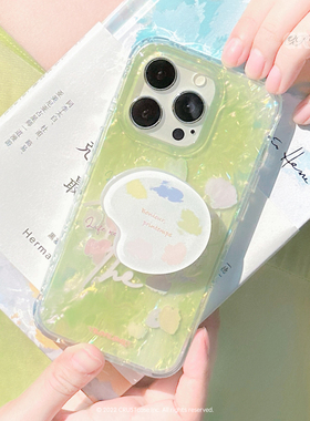 地壳说原创「春意浮光」IMD双层贝壳纹适用苹果iPhone16promax15油画手机壳全包14手机保护套调色盘气囊支架