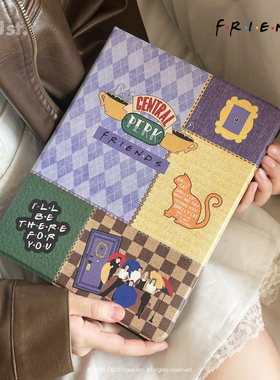 创意复古拼贴老友记适用苹果iPad保护套pro11air4/5/6平板壳mini6书本款12.9保护壳带笔槽10.2/5新10/11代
