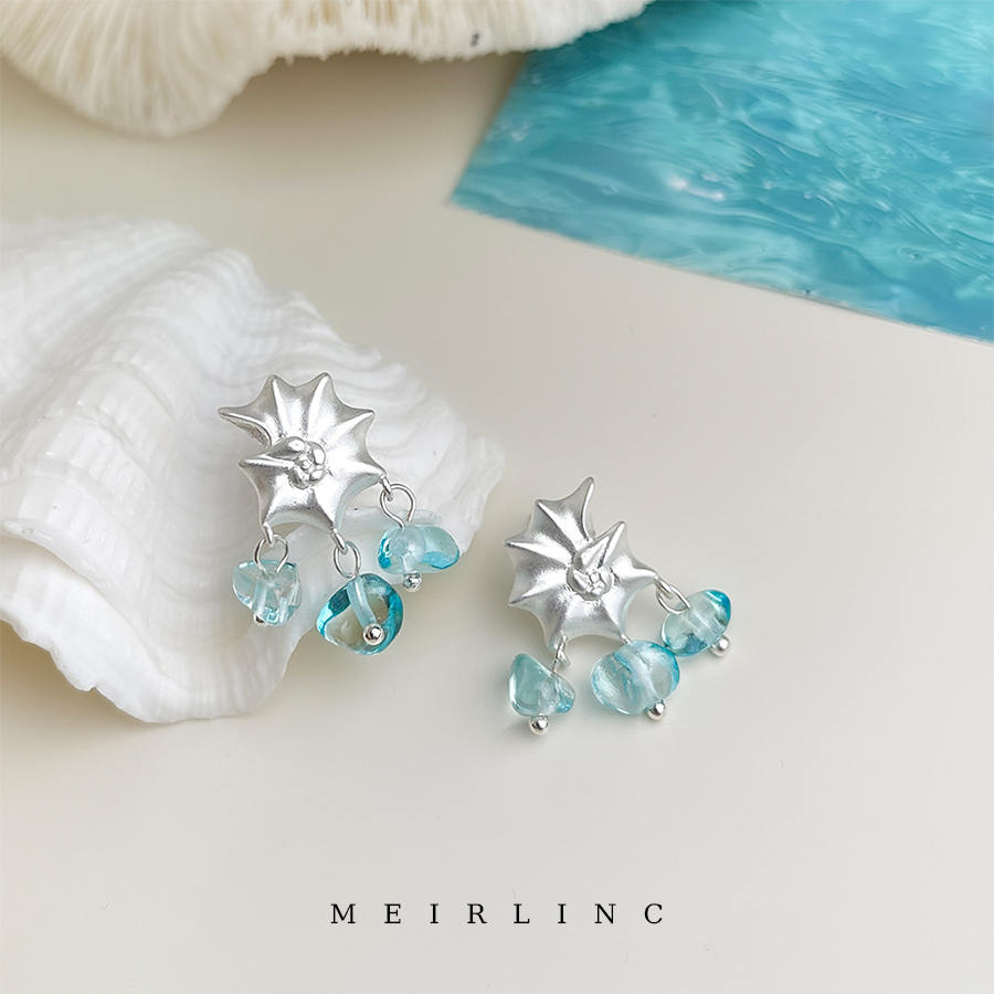 MEIRLINC 清新海蓝色碎石原创不规则小众设计高级感新款气质百搭
