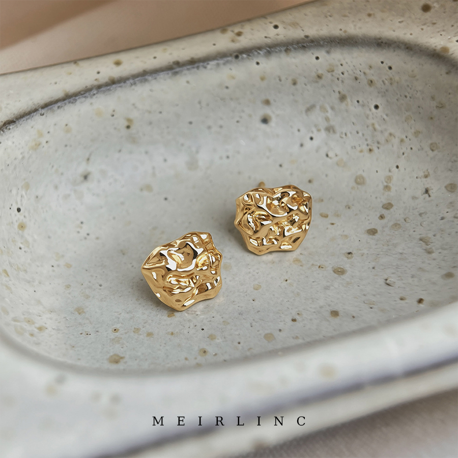 MEIRLINC 原创异形不规则金色小众设计肌理高级感气质百搭情侣ins
