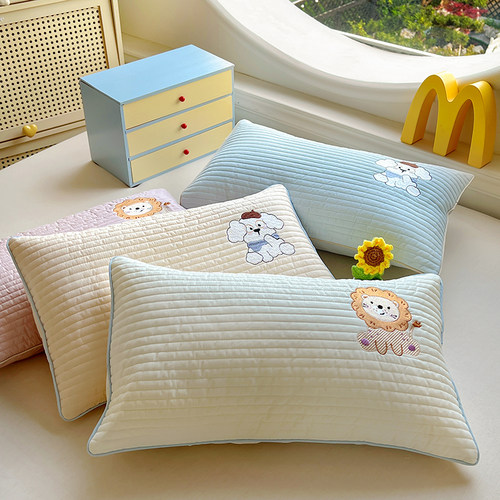 40*60/30*50A类水洗全棉绗缝夹棉儿童纯棉枕头套单只一对装35*55