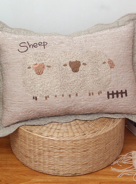 拉链款40*60cm加厚全棉花边夹棉平纹枕套卡通枕头套单人一对装