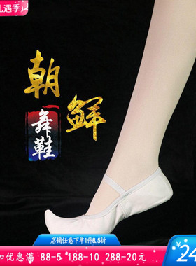 朝鲜舞鞋韩国传统勾勾鞋白色古典舞蹈鞋室内练功鞋儿童成人帆布
