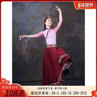 藏族舞蹈服装女练功服民族民间演出表演服艺术艺考大摆群