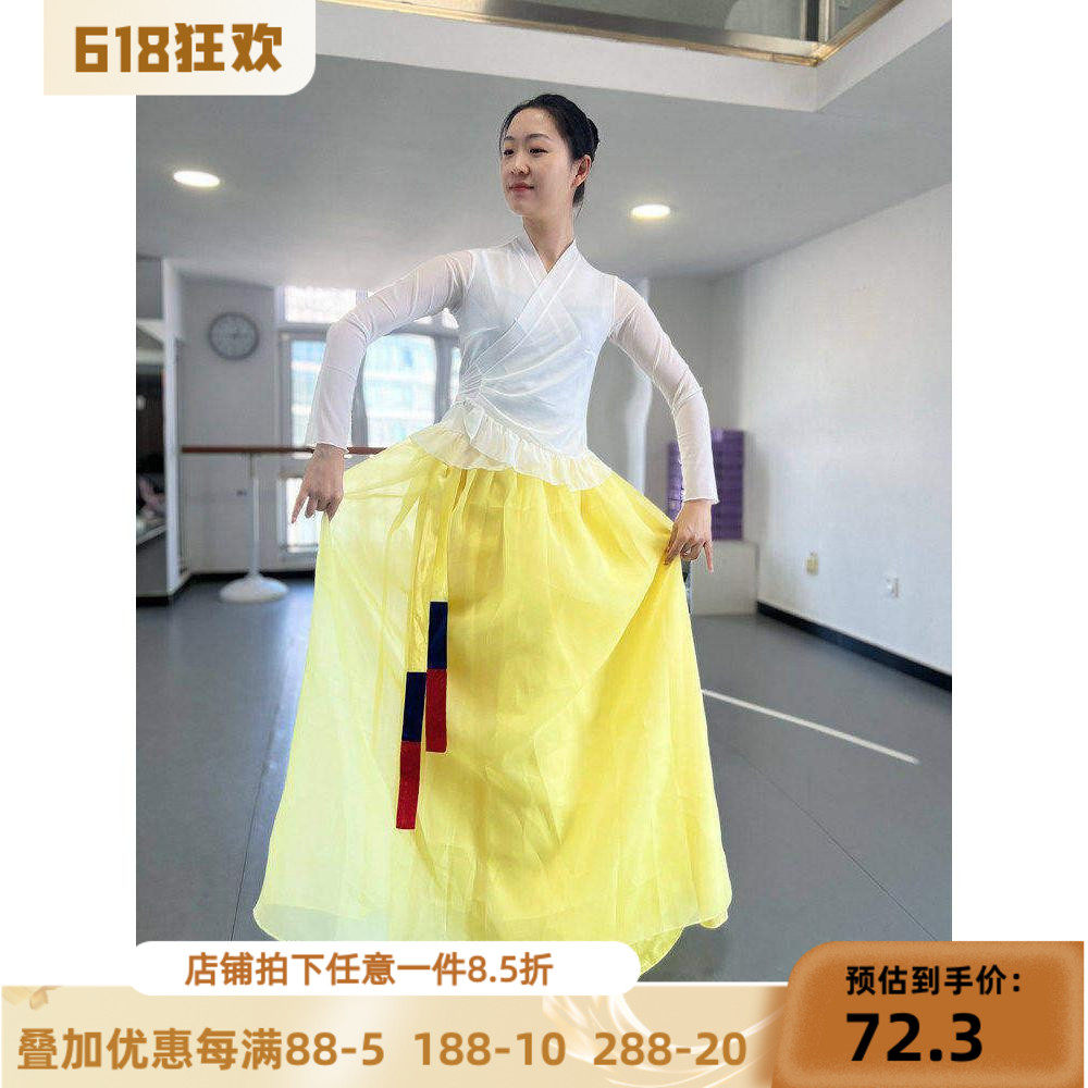 朝鲜族舞蹈服装女练功服上衣大摆裙练习艺考演出表演民族民间