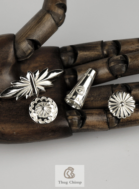 印第安纳瓦霍复古手工皮具银饰剑花财布扣休闲复古南瓜925银扣