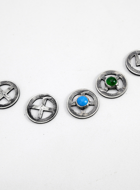 925纯银小飞侠银币十字轮连接扣印第安复古松石闪电轮太角链配件