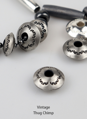 印第安纳瓦霍DIY手工银饰925纯银飞碟珠算盘珠圆珠链隔珠散珠