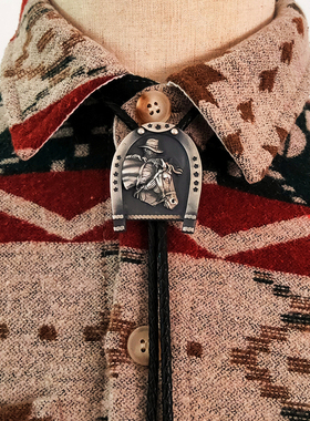 原创设计925纯银西部马蹄扣领带纳瓦霍复古手工bolo tie波洛领结