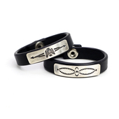 印第安纳瓦霍925纯银皮手环日潮复古头层牛皮雷鸟狗牌男女手镯